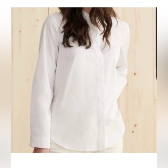 Jenni Kayne - Cotton Button Down Shirt - Collarless - White Size S- Pristine - Picture 2 of 8